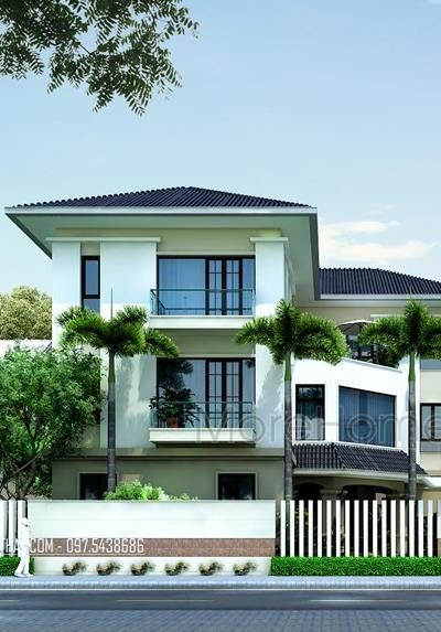 Thiết kế kiến trúc ngoại thất biệt thự tại Móng cái