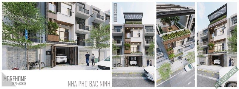 Thiết kế kiến trúc nhà phố 3 tầng 1 tum hiện đại tại bắc ninh